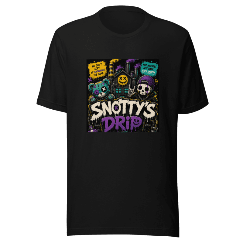 We don't copy, we contaminate the game — skull in purple beanie with teal teddy