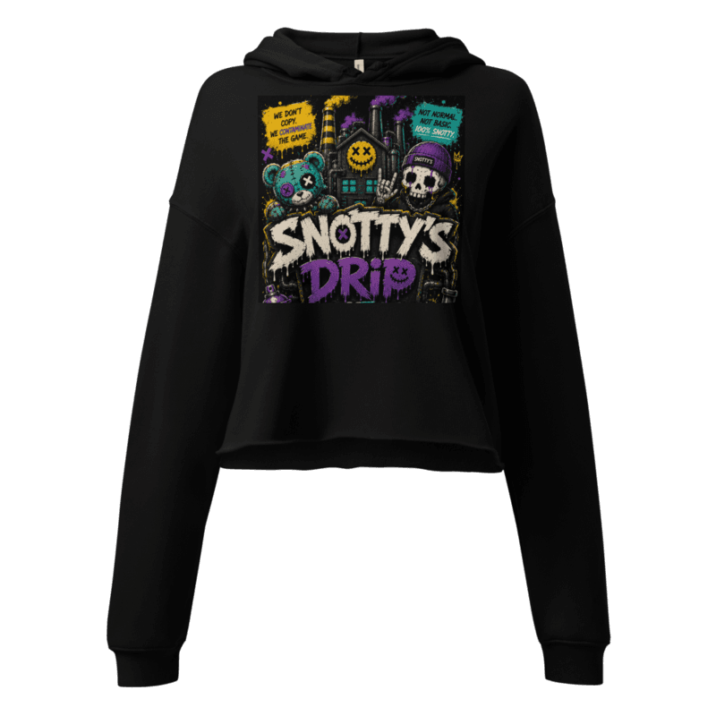 Black women's cropped hoodie with the Contaminate The Game print