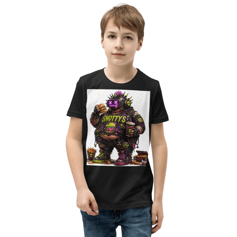 Black youth tee with the Gutz print