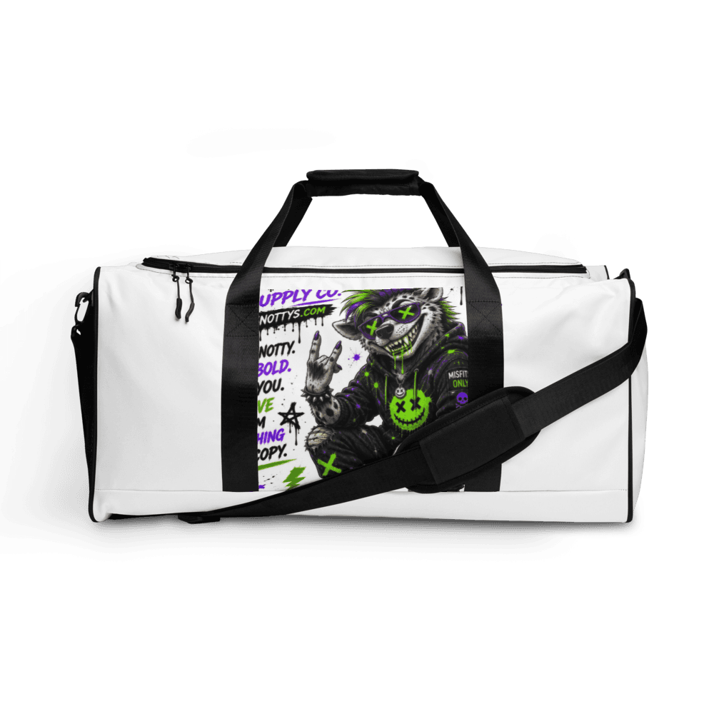 All-over print duffle bag with the sunglasses-wearing Hyena