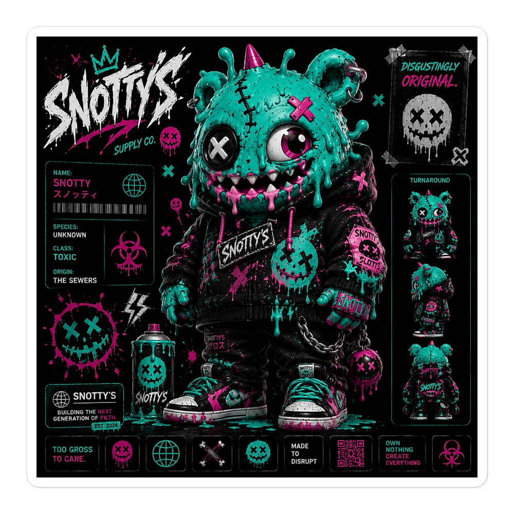 Kiss-cut sticker of the teal slime bear figure