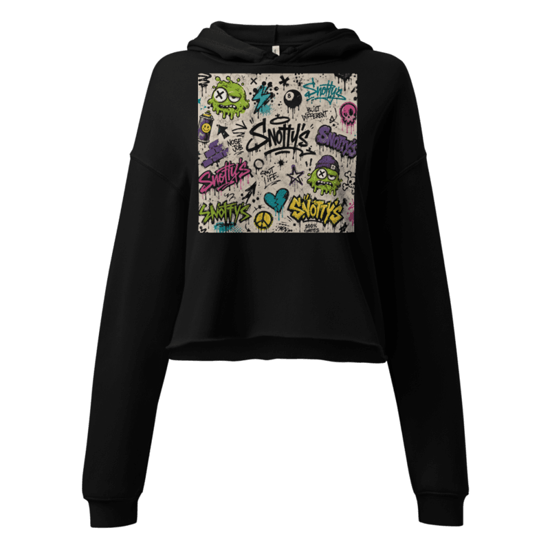 Black women's cropped hoodie with the Snot Life print