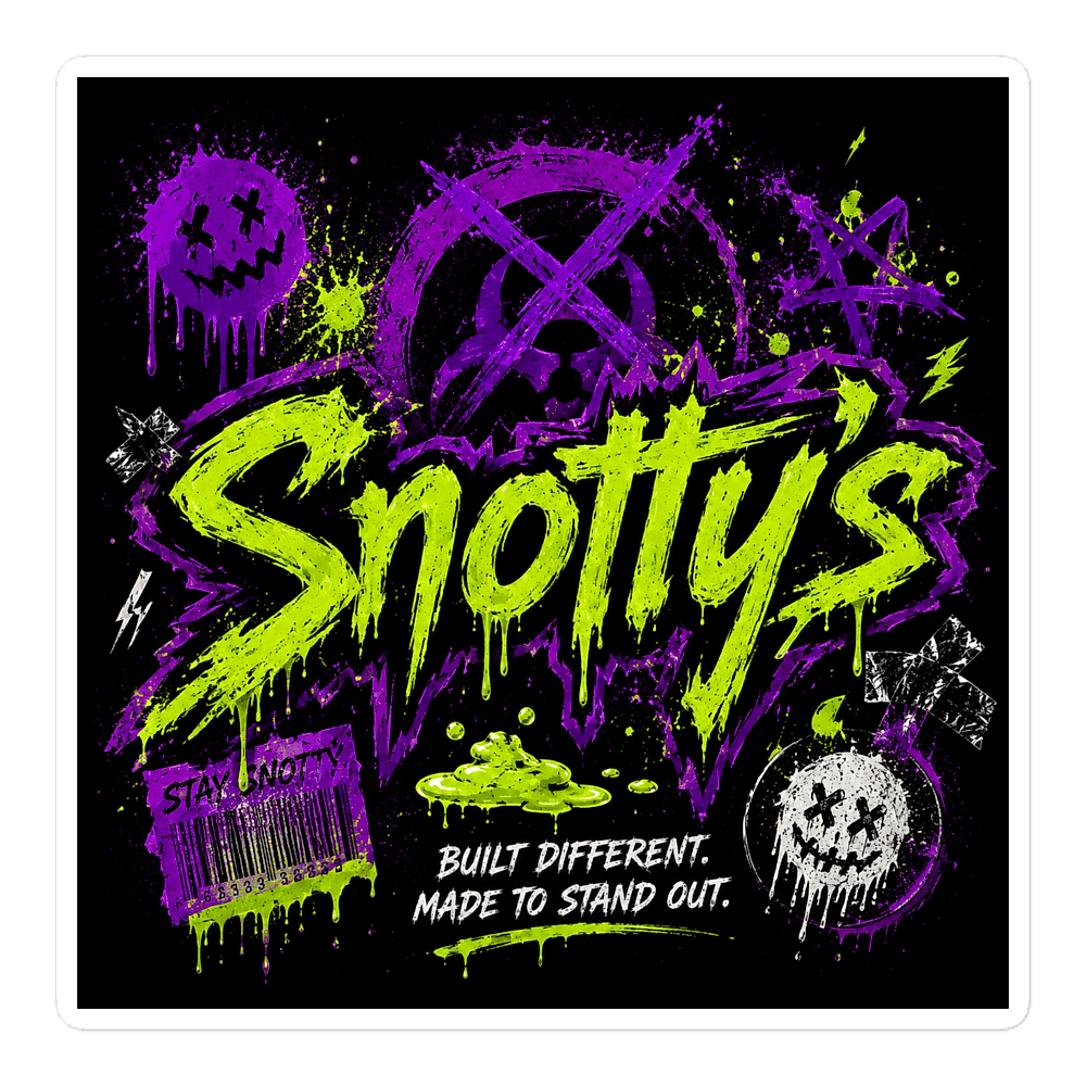 Kiss-cut sticker of the Stay Snotty wordmark