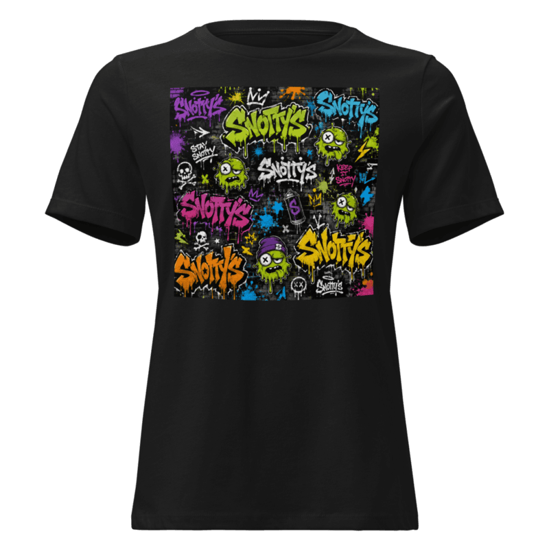 Black women's tee with the Tag Wall print