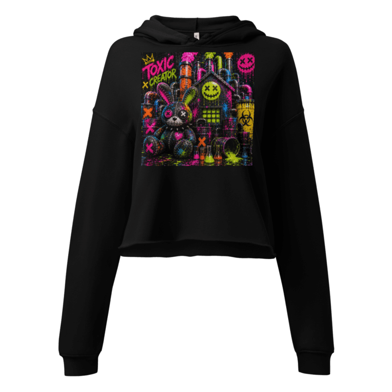 Black women's cropped hoodie with the Toxic Creator print