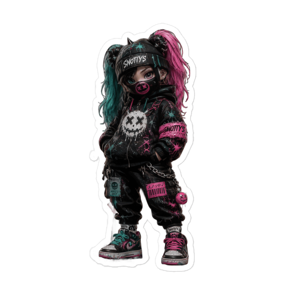 Kiss-cut sticker of the pink-and-teal-haired Underground punk kid